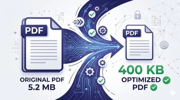 Easily Compress Your PDF Documents Interface showing how to compress a PDF to 400KB