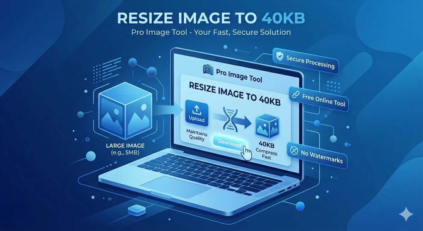 Resize and Compress Image to 40KB Interface of the 40KB Image Resizer Tool