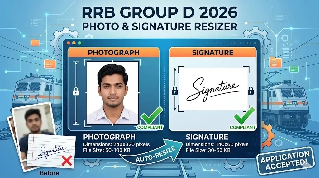 RRB Group D Photo and Signature Resizer RRB Group D Photo and Signature Resizer 2026